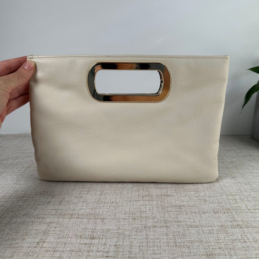 Vintage Gunne Sax Ivory Gold Handle Clutch Purse 90s Y2K Evening Bag